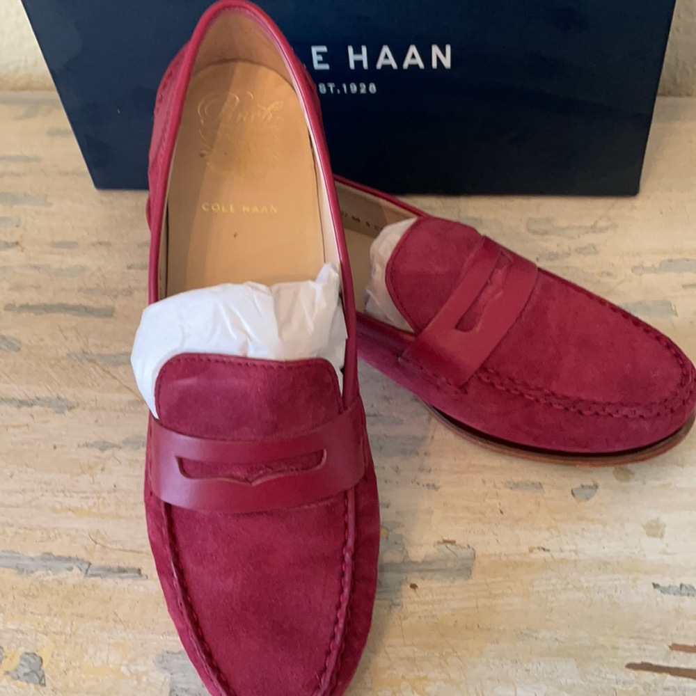 Cole Haan deep red loafer suede, size 9B
